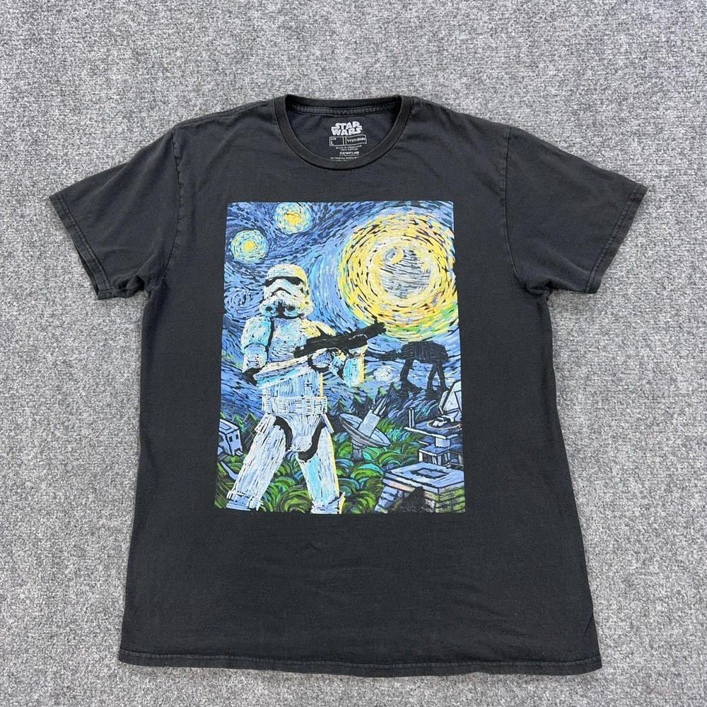 Star Wars Shirt Mens Large Black Stormtrooper Starry Night Graphic Tee Tagless